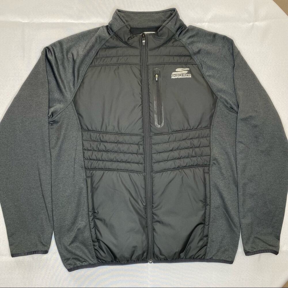 SKECHERS PERFORMANCE Men’s Quilted Puffer Front Zip Up Jacket Black Size Large - Picture 5 of 8
